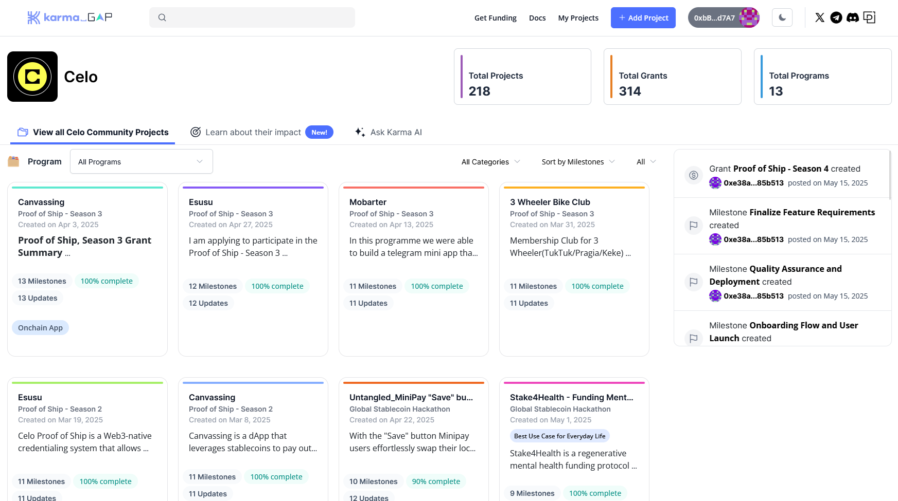 Browse and Fund Celo Builders - Farcaster Mini Apps screenshot