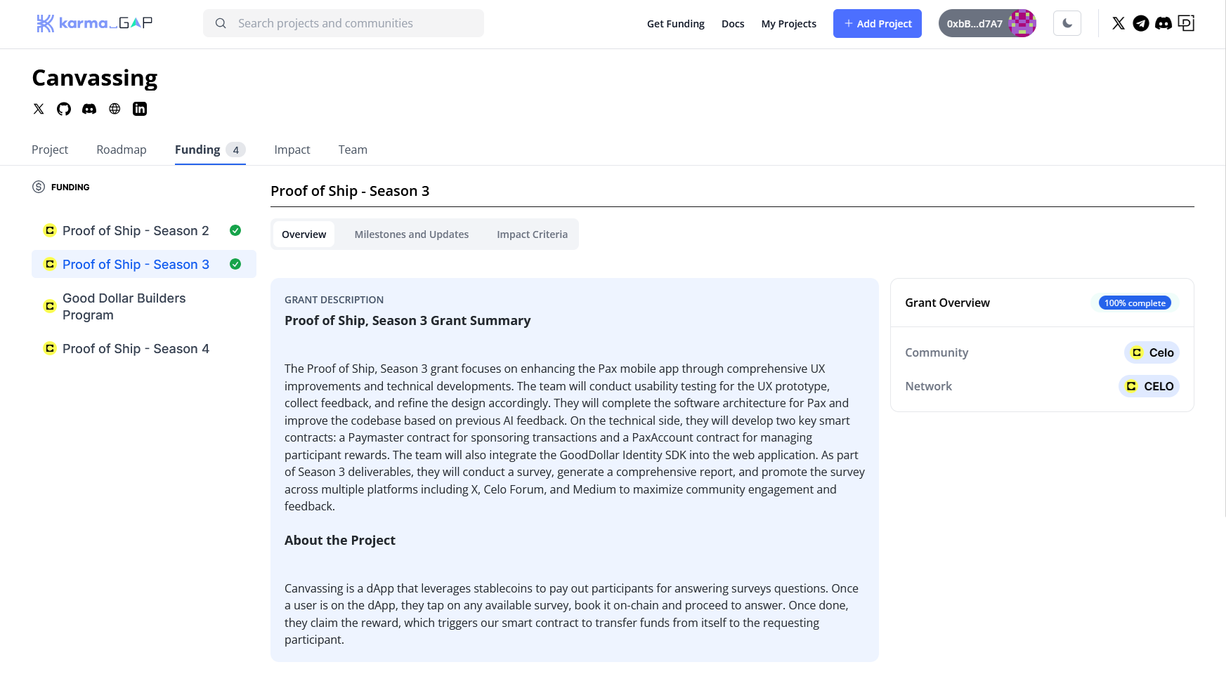 Browse and Fund Celo Builders - Farcaster Mini Apps screenshot
